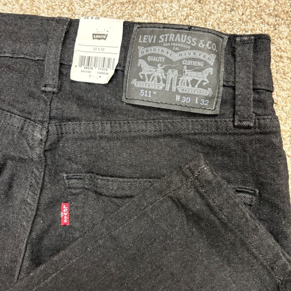 NEW Levi's 511 Slim Fit Jeans Men's 30x32 Black Denim Pants Dark Wash